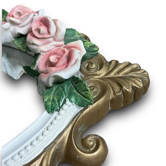 Floral Oval Wall Mirror with Pink Roses - Picture 10 of 14